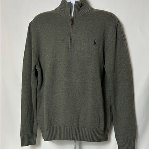Polo Ralph Lauren Men’s Size XL Gray Quarter Zip Pullover Cotton Sweater Shirt